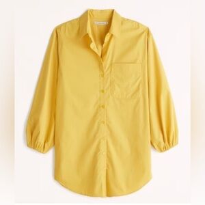 Abercrombie & Fitch Poplin Button Up Shirt Dress with Puff Sleeve